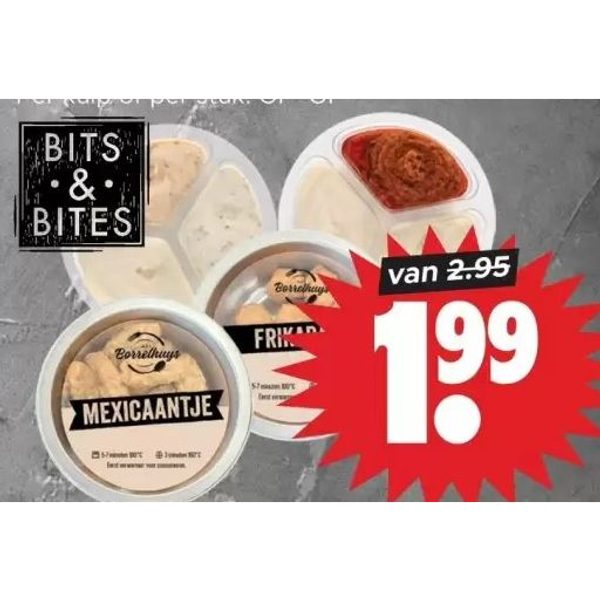 Tapas (Trio dip, Trio aioli, Frikabal, Mexicaantje)
