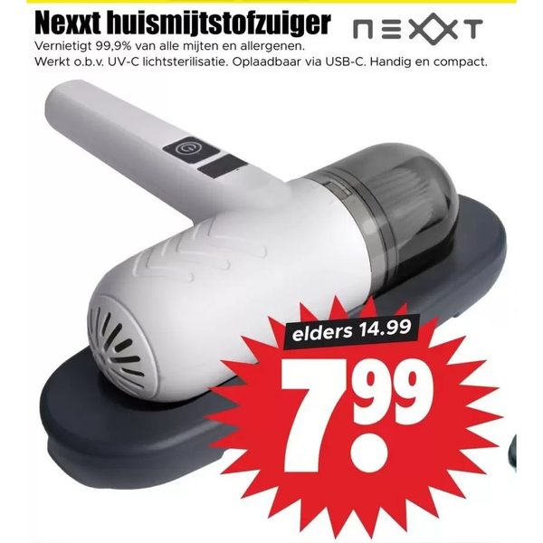 Nexxt huismijtstofzuiger