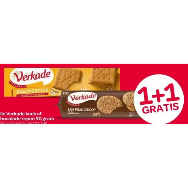 Verkade koek of chocolade repen