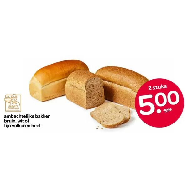 ambachtelijke bakker bruin, wit of fijn volkoren heel