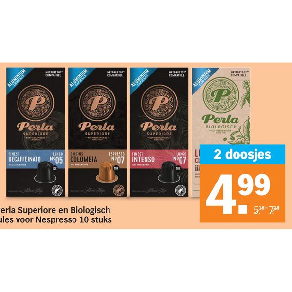 Perla Superiore en Biologisch capsules voor Nespresso