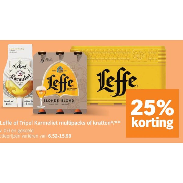 Multipacks en kratten Leffe of Tripel Karmeliet