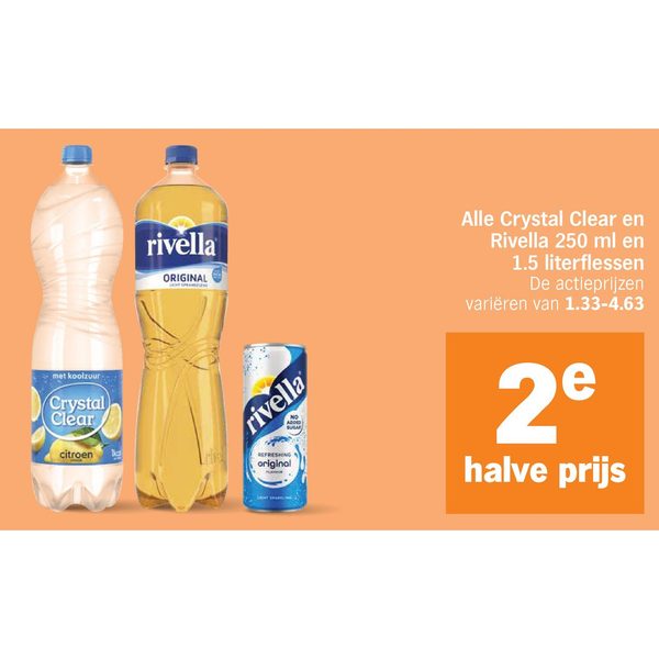 Alle Crystal Clear en Rivella 250 ml en 1.5 literflessen