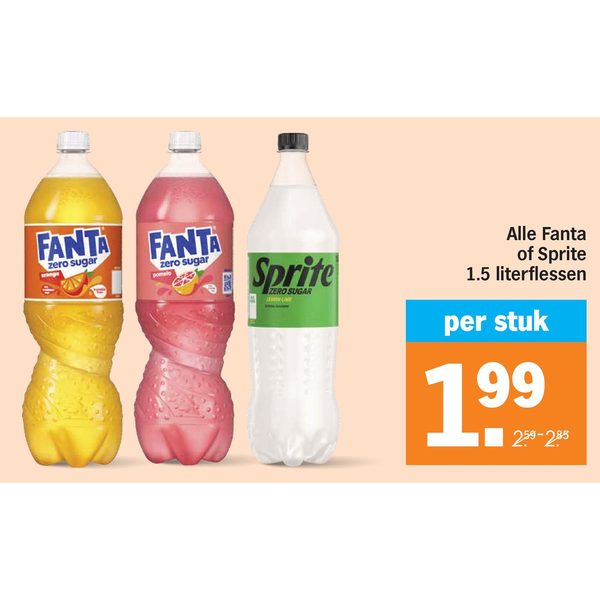 Alle Fanta of Sprite 1.5 literflessen
