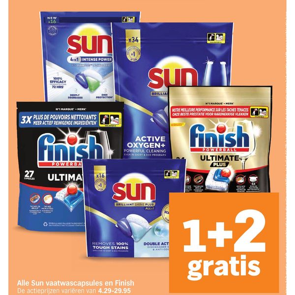 Sun vaatwascapsules en Finish