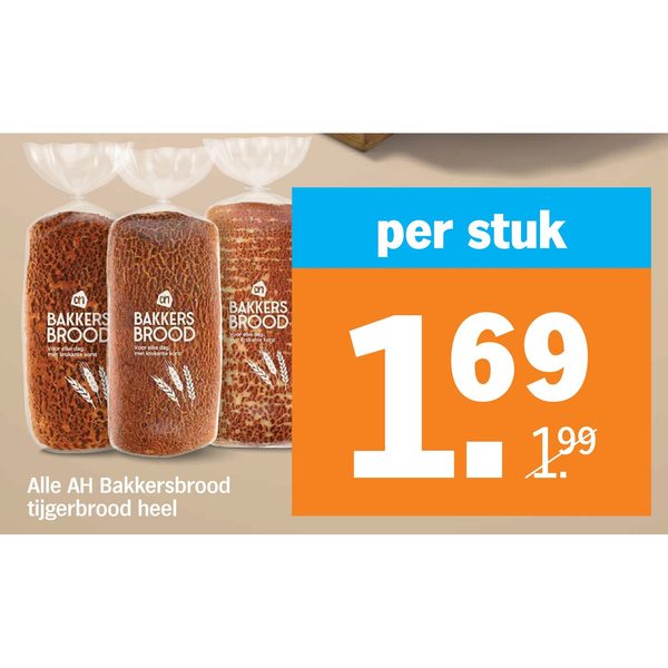 Alle AH Bakkersbrood tijgerbrood heel