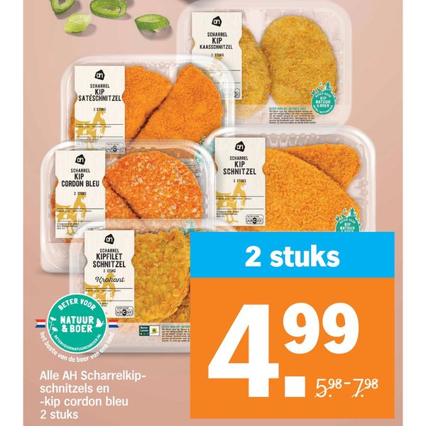 Alle AH Scharrelkip-schnitzels en -kip cordon bleu
