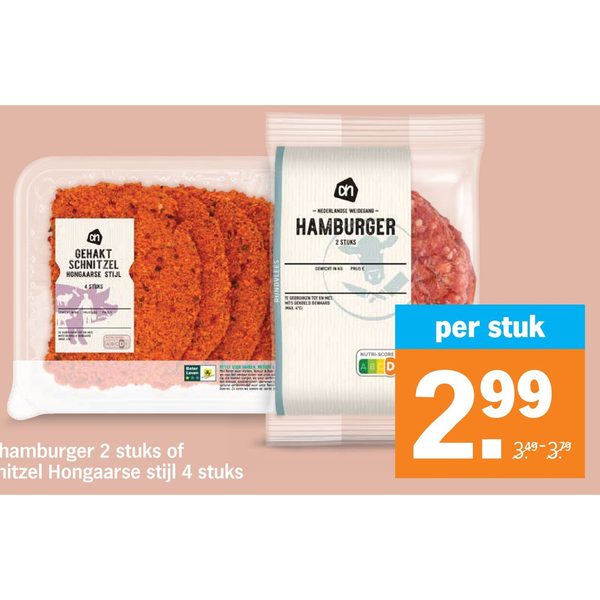 AH Runderhamburger of gehaktschnitzel