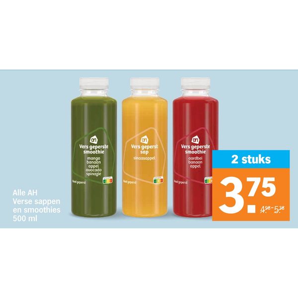 Alle AH Verse sappen en smoothies 500 ml