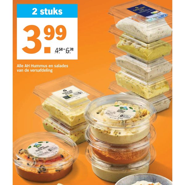 Alle AH Hummus en salades
