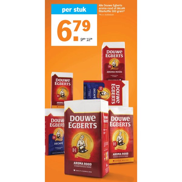 Douwe Egberts aroma rood of décafé filterkoffie 500 gram