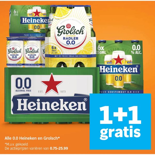 Alle 0.0 Heineken en Grolsch