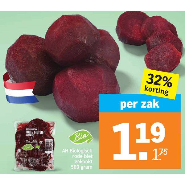 AH Biologisch rode biet gekookt 500 gram