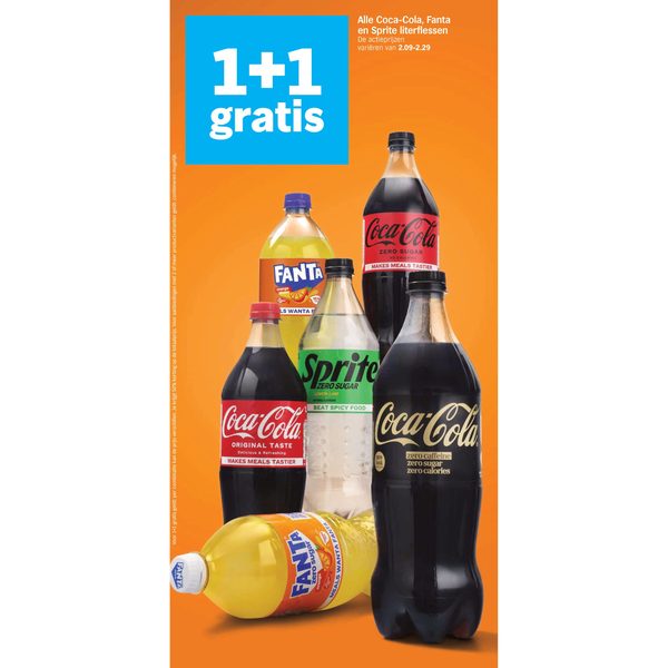 Coca-Cola, Fanta en Sprite literflessen