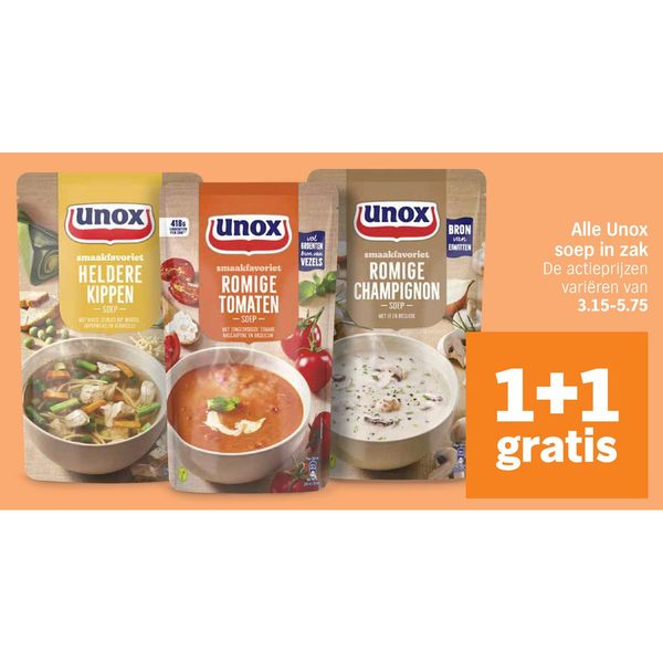 Alle Unox soep in zak