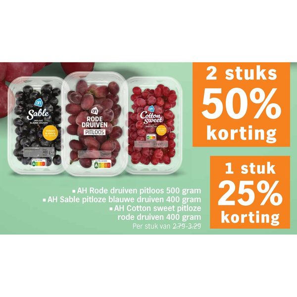 AH Sable, Rode en Cotton Sweet druiven