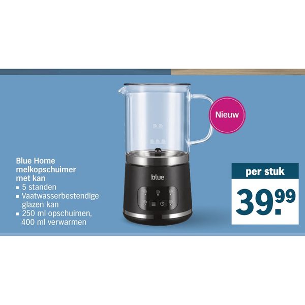 Blue Home melkopschuimer met kan