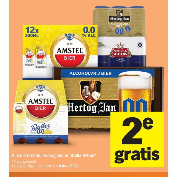 Amstel, Hertog Jan en Stella Artois 0.0