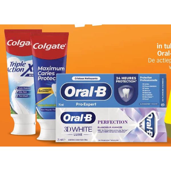 Colgate tandpasta in tubes 75 ml en Oral-B tandpasta