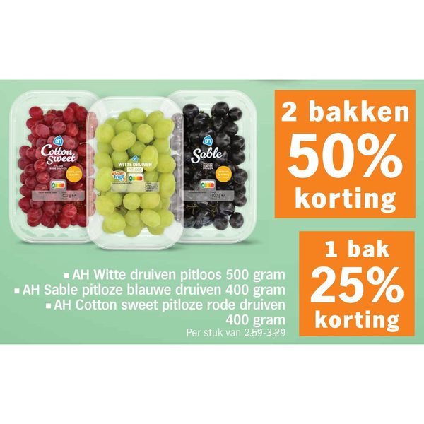 AH Witte druiven, Sable blauwe druiven, Cotton sweet rode druiven