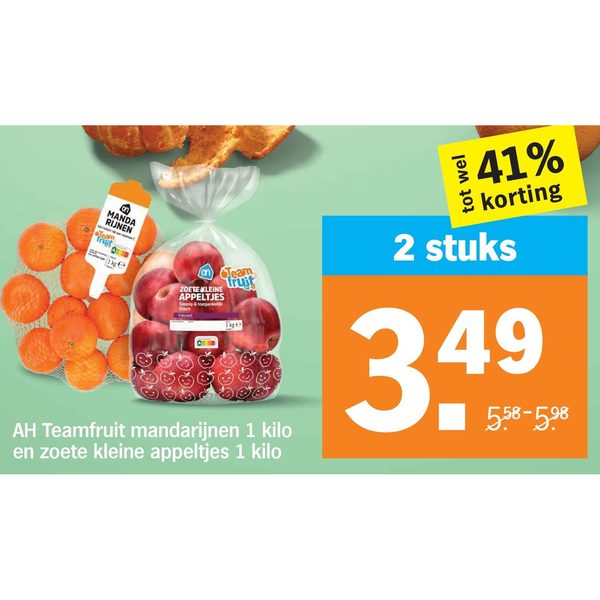 AH Teamfruit mandarijnen 1 kilo en zoete kleine appeltjes 1 kilo