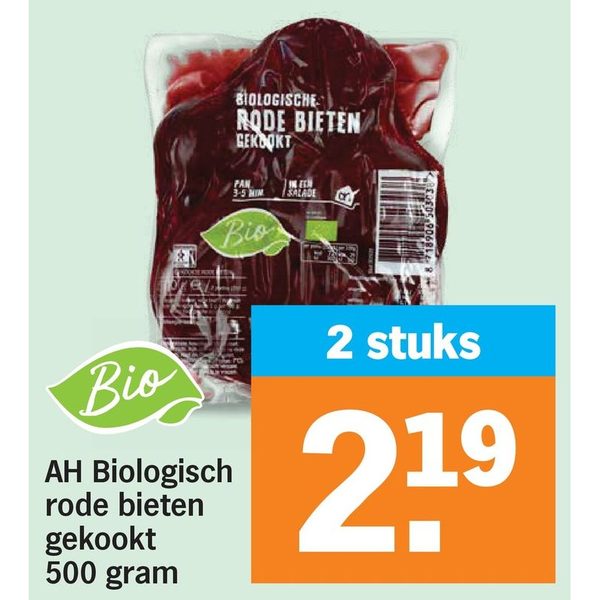 AH Biologisch rode bieten gekookt 500 gram
