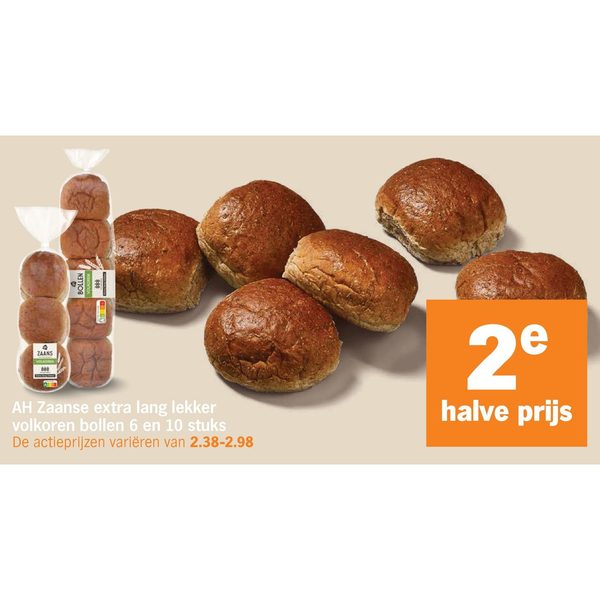 AH Zaanse extra lang lekker volkoren bollen