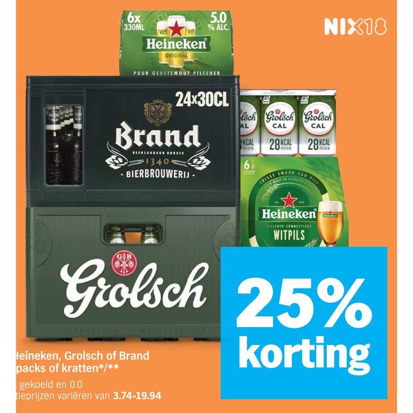 Heineken, Grolsch of Brand multipacks of kratten