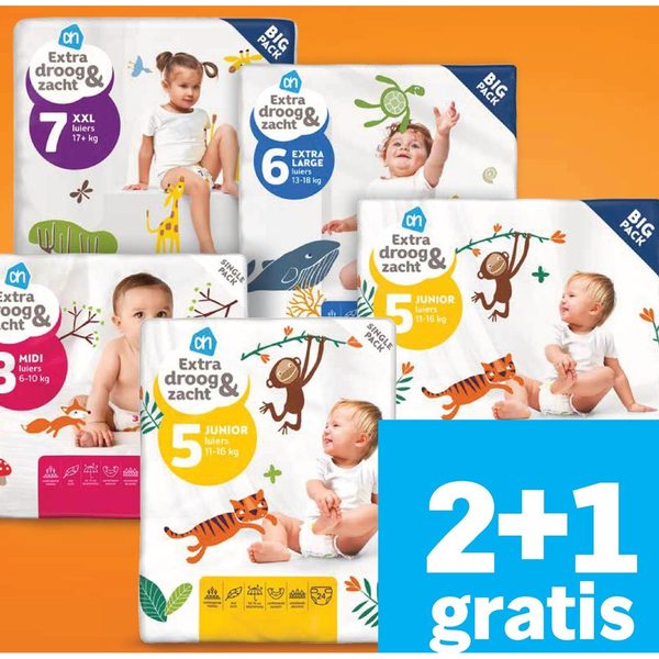 Alle AH Extra droog & zacht luiers