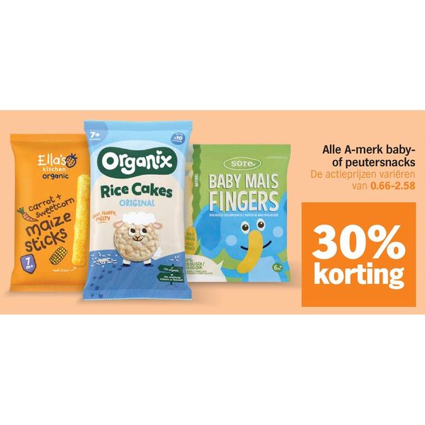 Alle A-merk baby- of peutersnacks