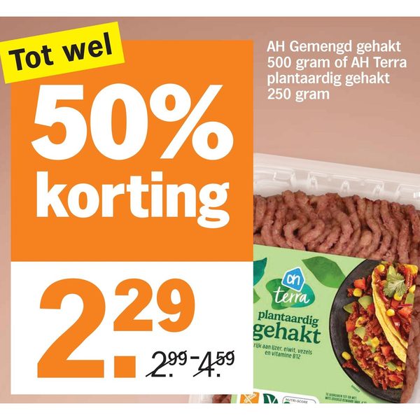 AH Gemengd gehakt of AH Terra plantaardig gehakt