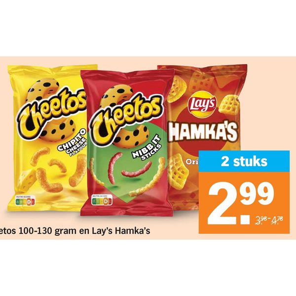 Cheetos 100-130 gram en Lay's Hamka's