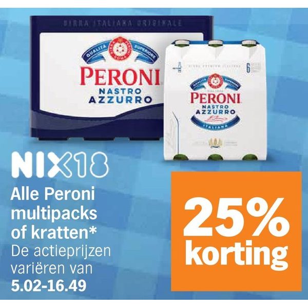 Alle Peroni multipacks of kratten