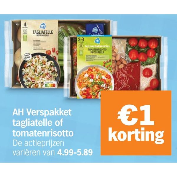 AH Verspakket tagliatelle of tomatenrisotto