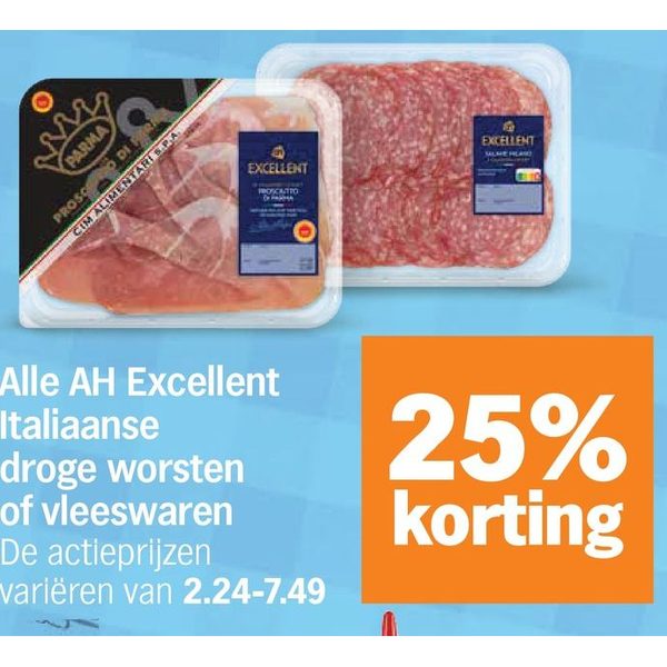 Alle AH Excellent Italiaanse droge worsten of vleeswaren