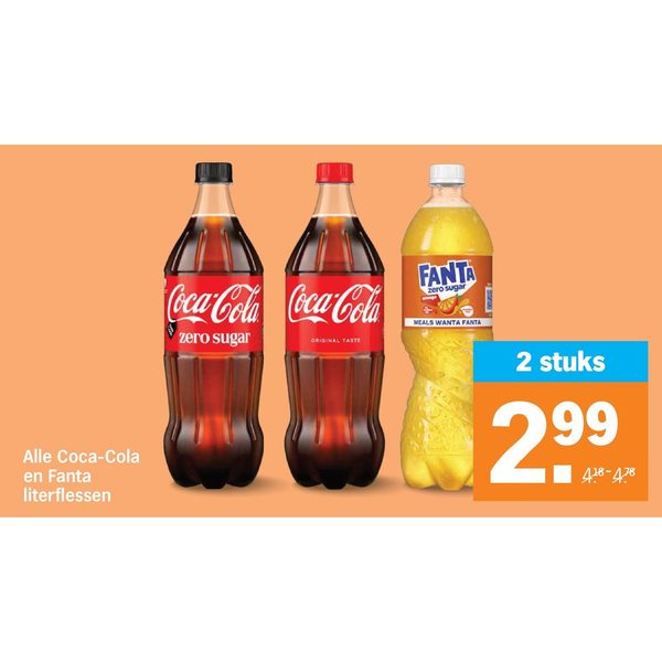 Coca-Cola en Fanta literflessen
