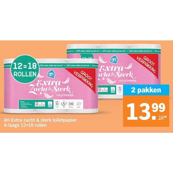 AH Extra zacht & sterk toiletpapier