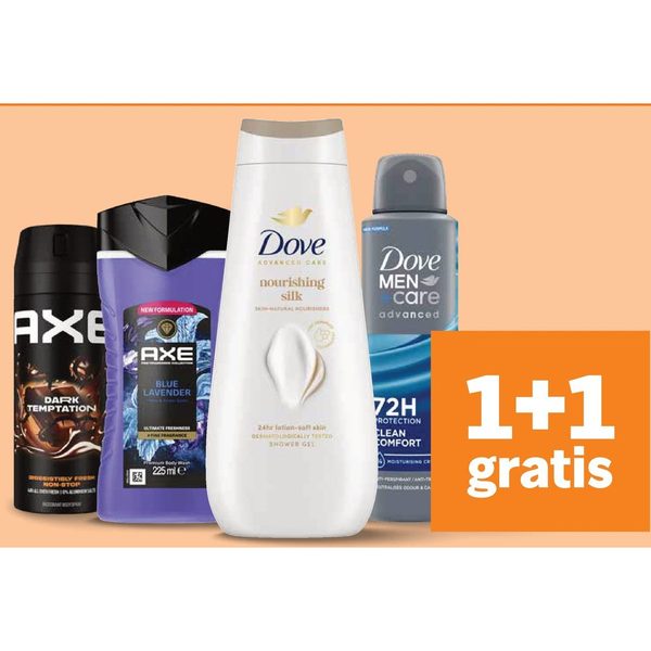 Dove en Axe douchegel en deodorant