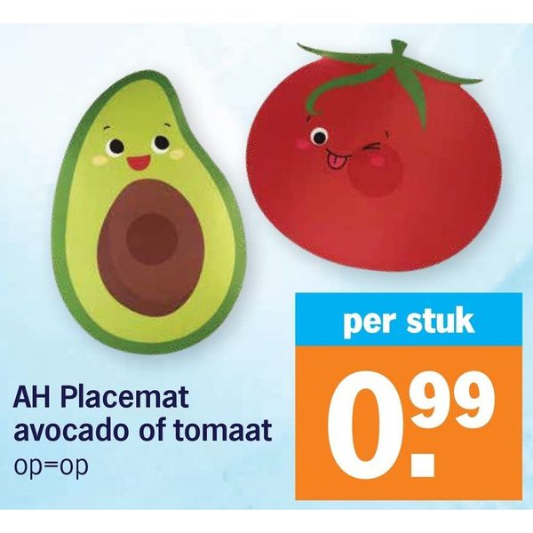 AH Placemat avocado of tomaat