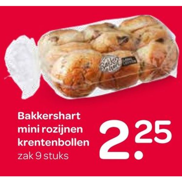 Bakkershart mini rozijnen krentenbollen