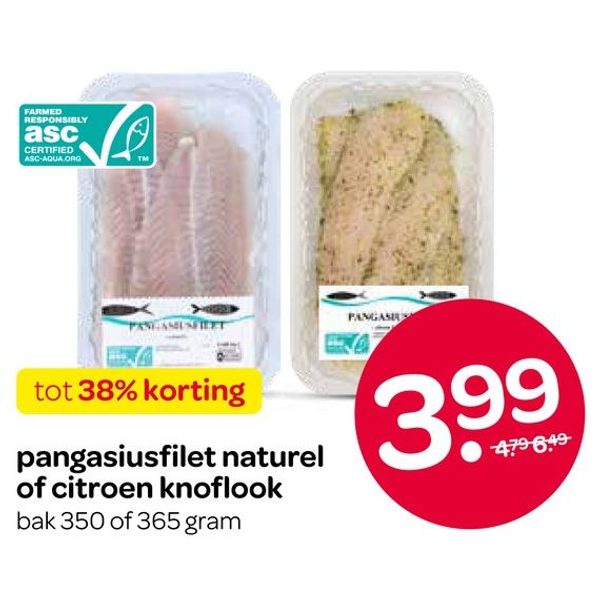 pangasiusfilet naturel of citroen knoflook