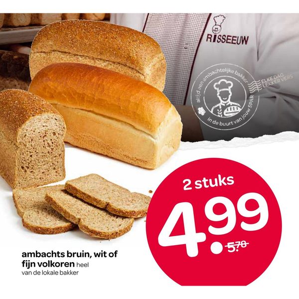 ambachts bruin, wit of fijn volkoren brood