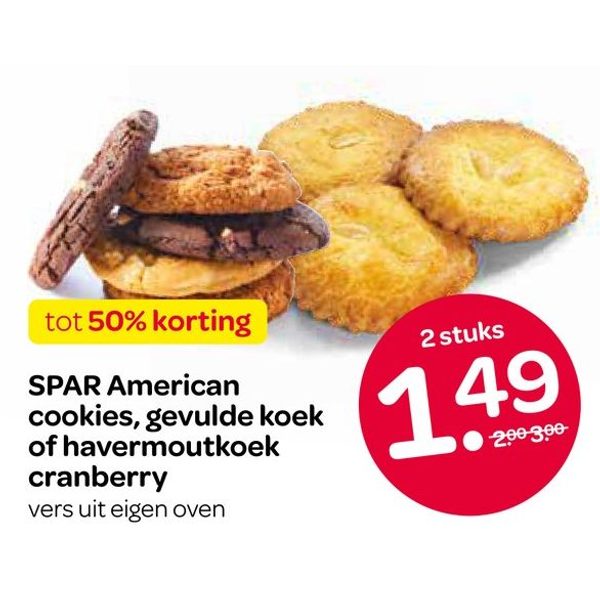 SPAR American cookies, gevulde koek of havermoutkoek cranberry