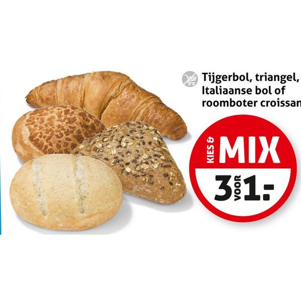 Tijgerbol, triangel, Italiaanse bol of roomboter croissant
