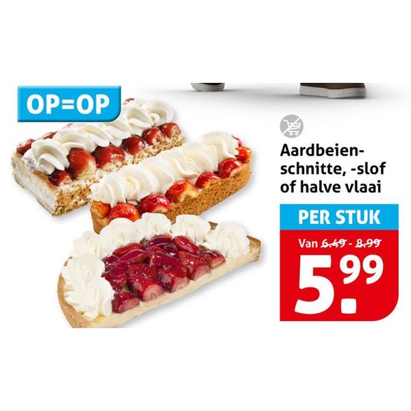 Aardbeien-schnitte, -sloof of halve vlaai