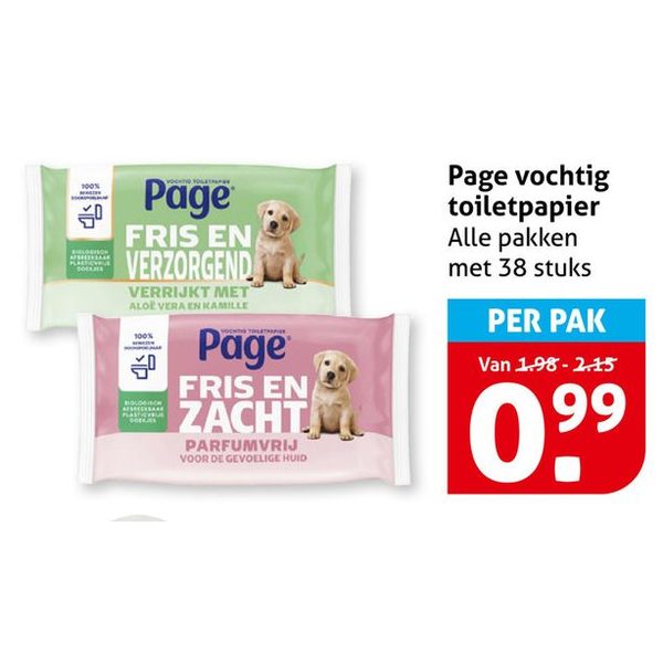 Page vochtig toiletpapier