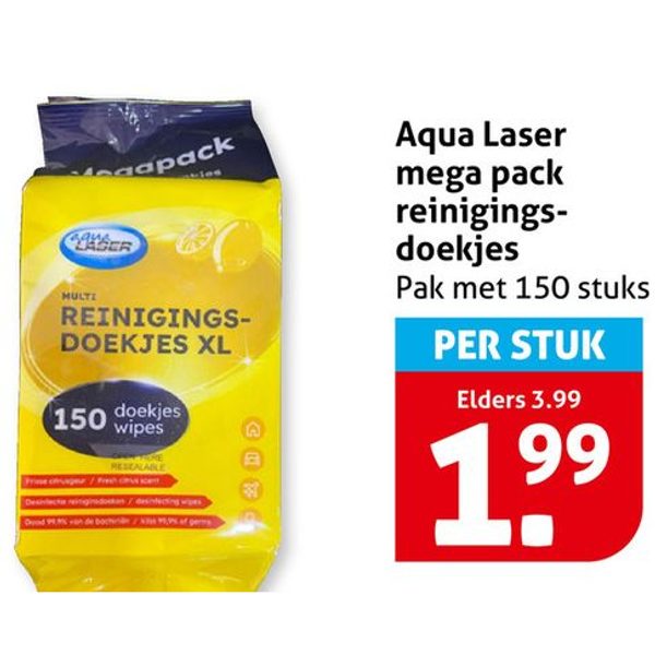 Aqua Laser mega pack reinigingsdoekjes