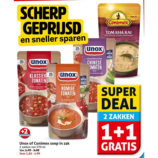 Unox of Conimex soep in zak