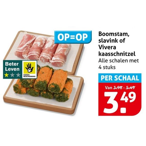 Boomstam, slavink of Vivera kaasschnitzel