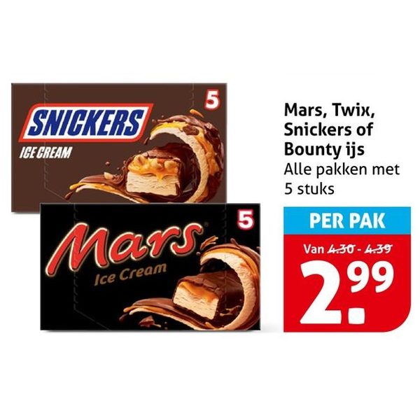 Mars, Twix, Snickers of Bounty ijs